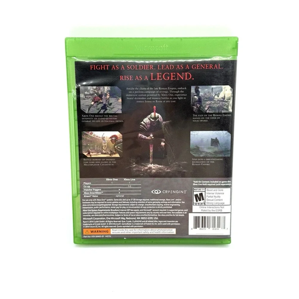 Ryse: Son of Rome -- Legendary Edition (Microsoft Xbox One, 2014) Game‎